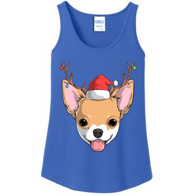 Chihuahua Dog Santa Claus Reindeer Christmas Xmas Holiday Gift Ladies Essential Tank