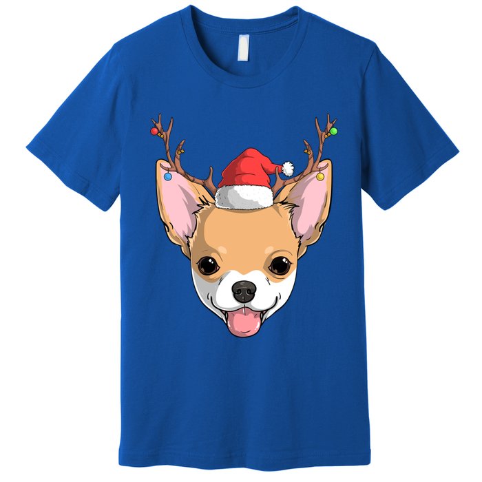 Chihuahua Dog Santa Claus Reindeer Christmas Xmas Holiday Gift Premium T-Shirt