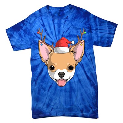 Chihuahua Dog Santa Claus Reindeer Christmas Xmas Holiday Gift Tie-Dye T-Shirt