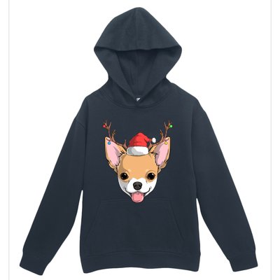 Chihuahua Dog Santa Claus Reindeer Christmas Xmas Holiday Gift Urban Pullover Hoodie