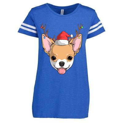 Chihuahua Dog Santa Claus Reindeer Christmas Xmas Holiday Gift Enza Ladies Jersey Football T-Shirt