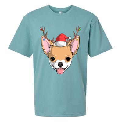 Chihuahua Dog Santa Claus Reindeer Christmas Xmas Holiday Gift Sueded Cloud Jersey T-Shirt