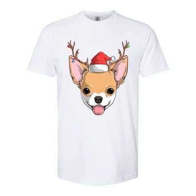 Chihuahua Dog Santa Claus Reindeer Christmas Xmas Holiday Gift Softstyle CVC T-Shirt