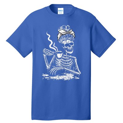 Coffee Drinking Skeleton Lazy DIY Halloween Costume Tall T-Shirt