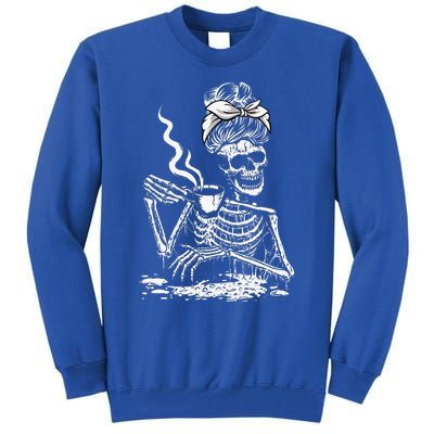 Coffee Drinking Skeleton Lazy DIY Halloween Costume Tall Sweatshirt