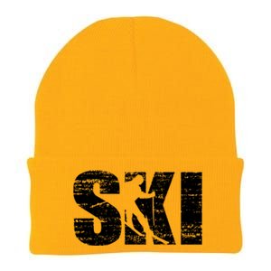 Cool Distressed Skiing Cute Gift For Skiers Knit Cap Winter Beanie