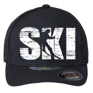 Cool Distressed Skiing Cute Gift For Skiers Flexfit Unipanel Trucker Cap