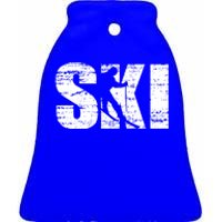 Cool Distressed Skiing Cute Gift For Skiers Ceramic Bell Ornament