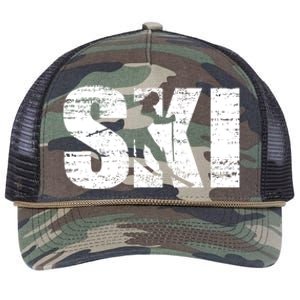 Cool Distressed Skiing Cute Gift For Skiers Retro Rope Trucker Hat Cap