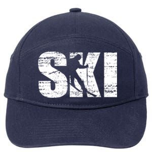 Cool Distressed Skiing Cute Gift For Skiers 7-Panel Snapback Hat