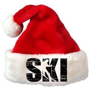 Cool Distressed Skiing Cute Gift For Skiers Premium Christmas Santa Hat