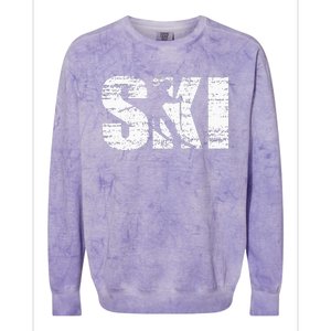 Cool Distressed Skiing Hoodie For Skiers Colorblast Crewneck Sweatshirt