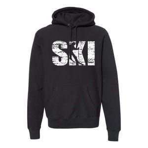 Cool Distressed Skiing Hoodie For Skiers Premium Hoodie