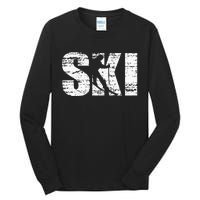 Cool Distressed Skiing Hoodie For Skiers Tall Long Sleeve T-Shirt