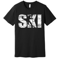 Cool Distressed Skiing Hoodie For Skiers Premium T-Shirt