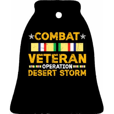 Combat Desert Storm Veteran Persian War Service Ribbon Ceramic Bell Ornament