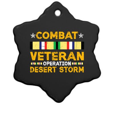 Combat Desert Storm Veteran Persian War Service Ribbon Ceramic Star Ornament