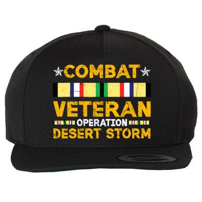 Combat Desert Storm Veteran Persian War Service Ribbon Wool Snapback Cap