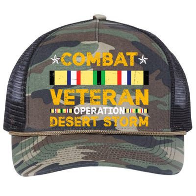 Combat Desert Storm Veteran Persian War Service Ribbon Retro Rope Trucker Hat Cap