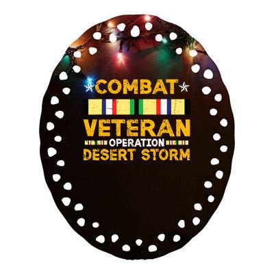 Combat Desert Storm Veteran Persian War Service Ribbon Ceramic Oval Ornament