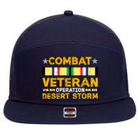 Combat Desert Storm Veteran Persian War Service Ribbon 7 Panel Mesh Trucker Snapback Hat