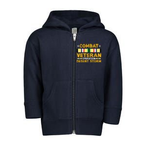 Combat Desert Storm Veteran Persian War Service Ribbon Toddler Zip Fleece Hoodie