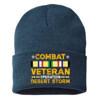 Combat Desert Storm Veteran Persian War Service Ribbon Sustainable Knit Beanie