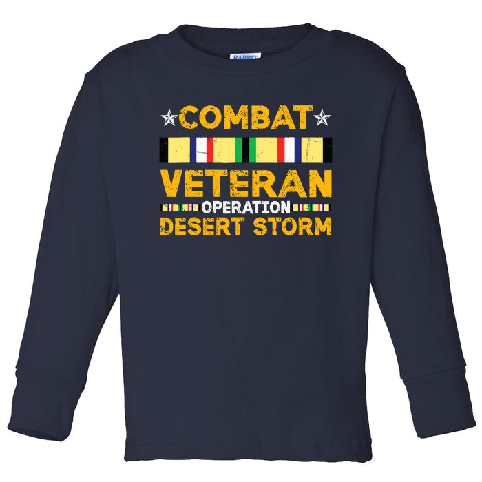 Combat Desert Storm Veteran Persian War Service Ribbon Toddler Long Sleeve Shirt