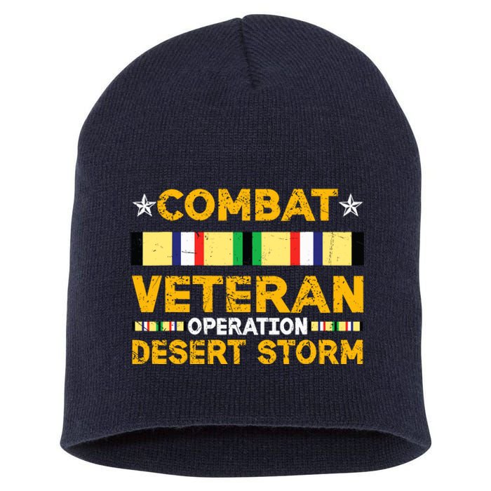 Combat Desert Storm Veteran Persian War Service Ribbon Short Acrylic Beanie