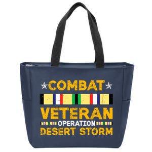 Combat Desert Storm Veteran Persian War Service Ribbon Zip Tote Bag