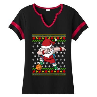 Christmas Dabbing Santa Basketball Dance Gift Ladies Halftime Notch Neck Tee