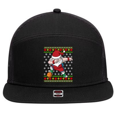 Christmas Dabbing Santa Basketball Dance Gift 7 Panel Mesh Trucker Snapback Hat