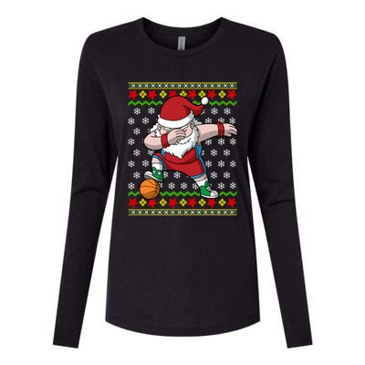 Christmas Dabbing Santa Basketball Dance Gift Womens Cotton Relaxed Long Sleeve T-Shirt