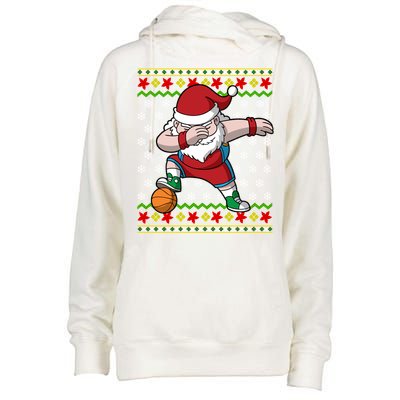 Christmas Dabbing Santa Basketball Dance Gift Womens Funnel Neck Pullover Hood