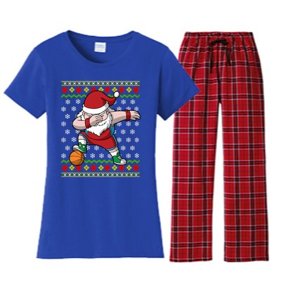 Christmas Dabbing Santa Basketball Dance Gift Women's Flannel Pajama Set