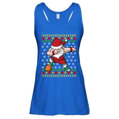 Christmas Dabbing Santa Basketball Dance Gift Ladies Essential Flowy Tank