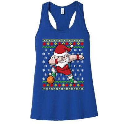 Christmas Dabbing Santa Basketball Dance Gift Women's Racerback Tank