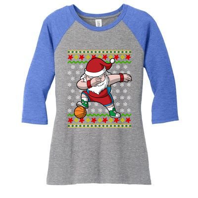 Christmas Dabbing Santa Basketball Dance Gift Women's Tri-Blend 3/4-Sleeve Raglan Shirt