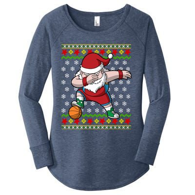 Christmas Dabbing Santa Basketball Dance Gift Women's Perfect Tri Tunic Long Sleeve Shirt