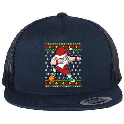 Christmas Dabbing Santa Basketball Dance Gift Flat Bill Trucker Hat