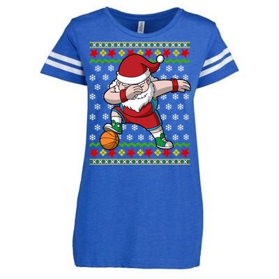 Christmas Dabbing Santa Basketball Dance Gift Enza Ladies Jersey Football T-Shirt