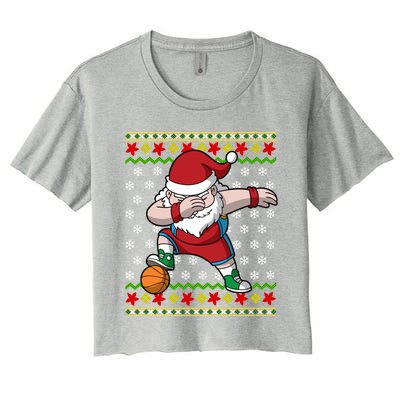 Christmas Dabbing Santa Basketball Dance Gift Women's Crop Top Tee