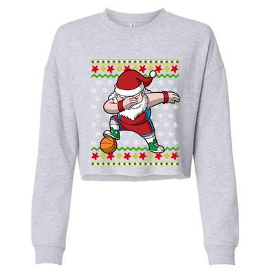 Christmas Dabbing Santa Basketball Dance Gift Cropped Pullover Crew