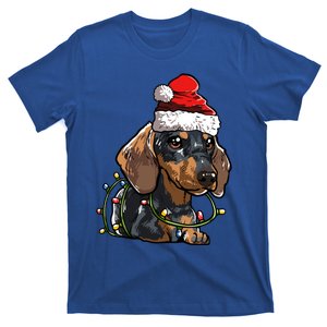 Cute Dachshund Santa Christmas Tree Lights Xmas Gift T-Shirt