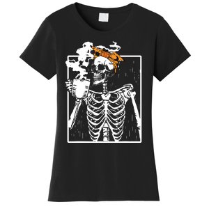 Coffee Drinking Skeleton Diy Halloween Messy Bun Women Girl Women's T-Shirt