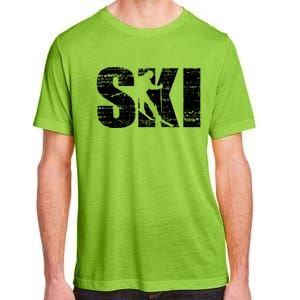 Cool Distressed Skiing Gift For Skiers Adult ChromaSoft Performance T-Shirt