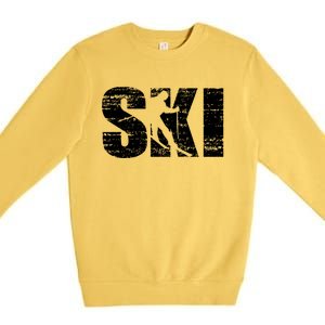 Cool Distressed Skiing Gift For Skiers Premium Crewneck Sweatshirt