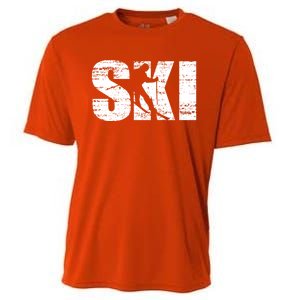 Cool Distressed Skiing Gift For Skiers Cooling Performance Crew T-Shirt