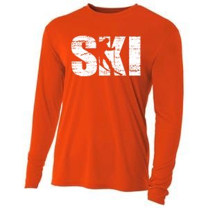 Cool Distressed Skiing Gift For Skiers Cooling Performance Long Sleeve Crew