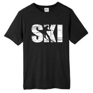 Cool Distressed Skiing Gift For Skiers Tall Fusion ChromaSoft Performance T-Shirt